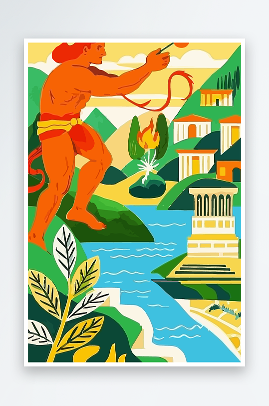 火神男人矢量插画-众图网