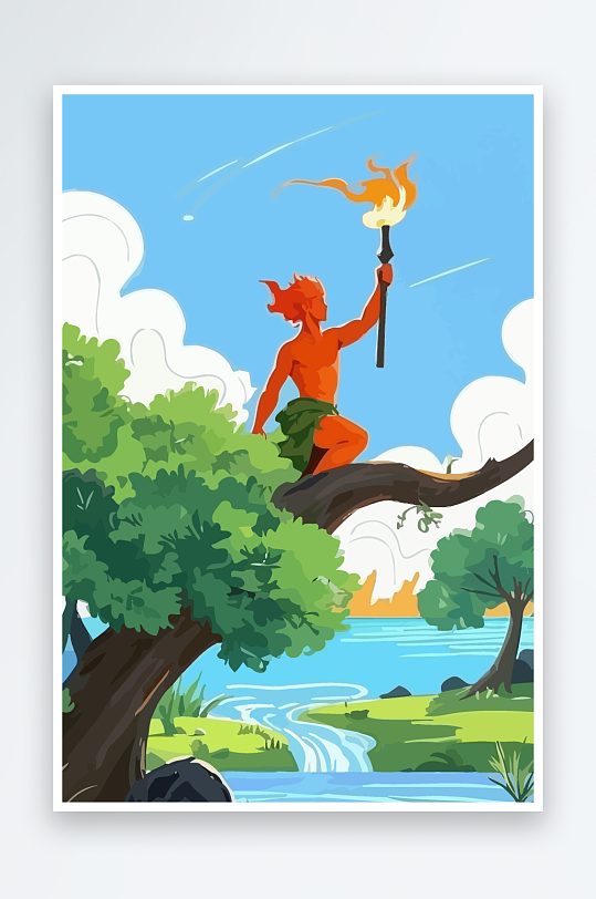 火神男人矢量插画-众图网