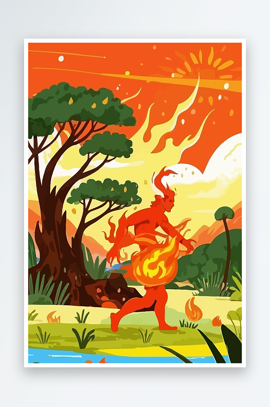 火神男人矢量插画-众图网