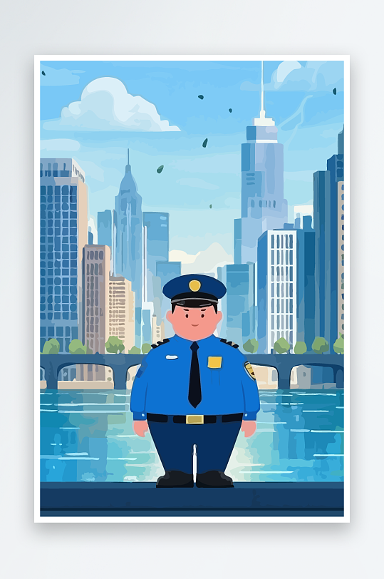 树警察男人插画元素-众图网