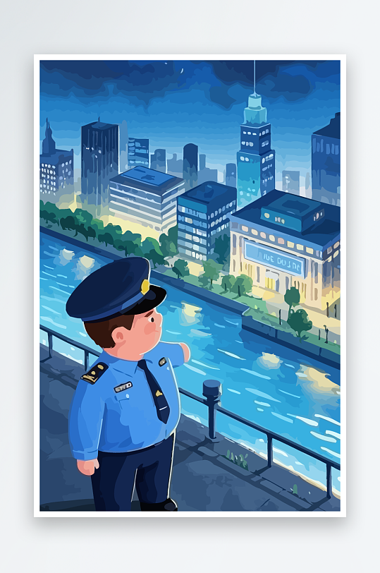 树警察男人插画元素-众图网