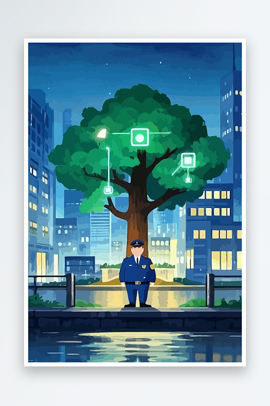 树警察男人矢量插画-众图网
