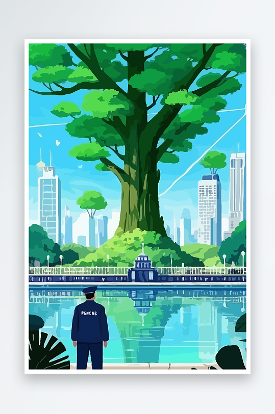 树警察男人矢量插画-众图网