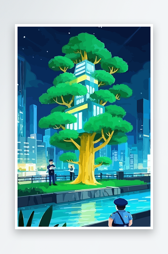树警察男人矢量插画-众图网