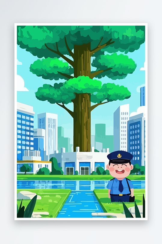 树警察男人矢量插画-众图网