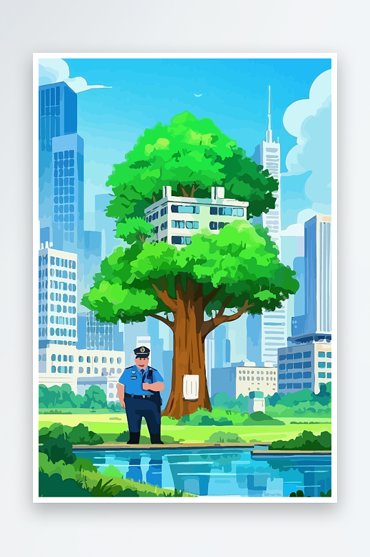 树警察男人矢量插画-众图网