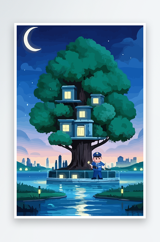 树警察男人矢量插画-众图网