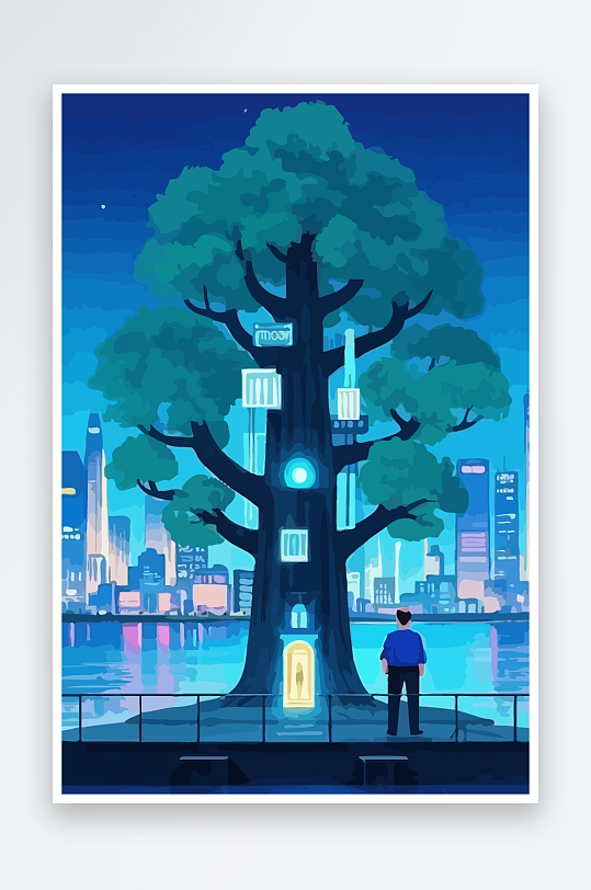 树警察男人矢量插画元素-众图网