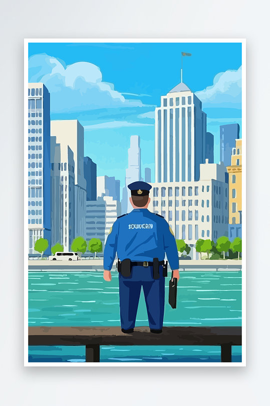 树警察男人矢量插画元素-众图网
