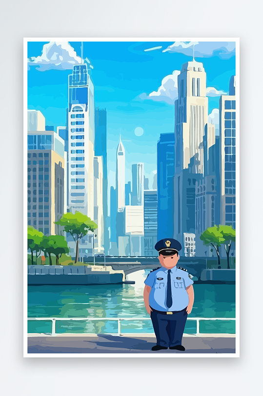 树警察男人矢量插画元素-众图网