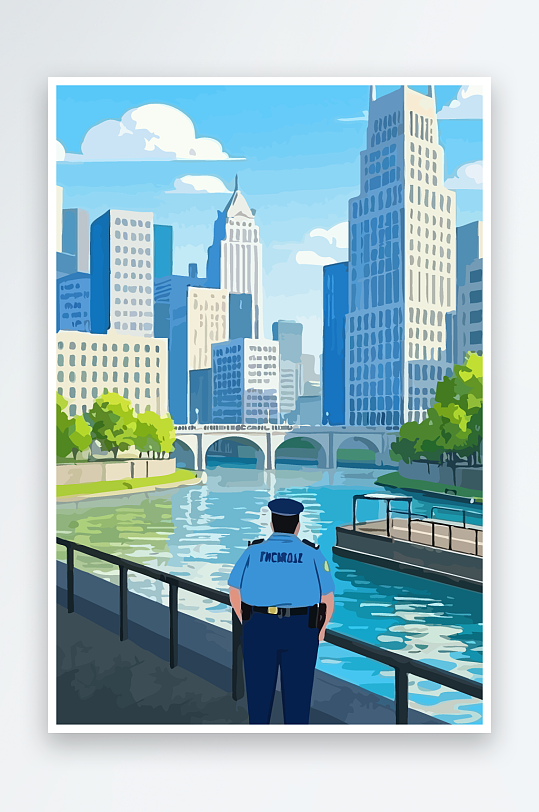 树警察男人矢量插画-众图网