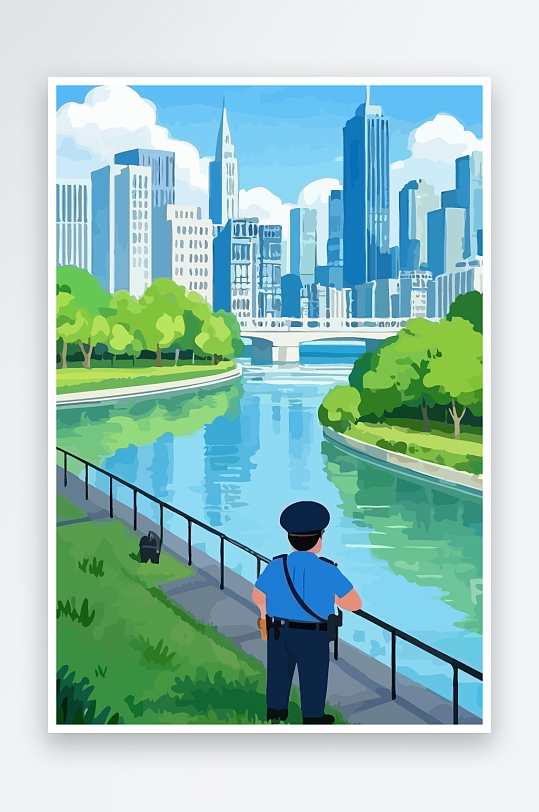 树警察男人矢量插画-众图网