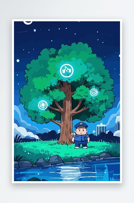 树警察男人矢量插画-众图网