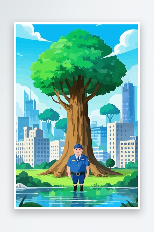 树警察男人矢量插画-众图网