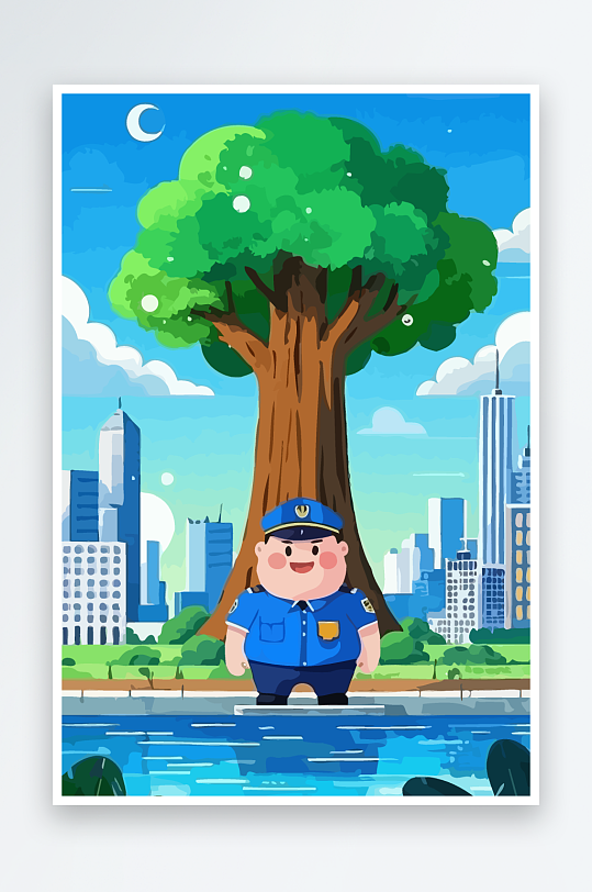 树警察男人矢量插画-众图网