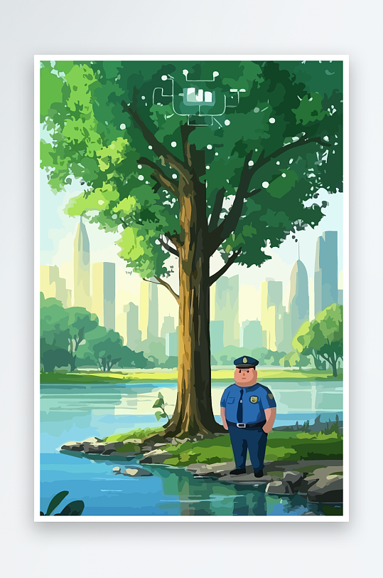 树警察男人矢量插画-众图网