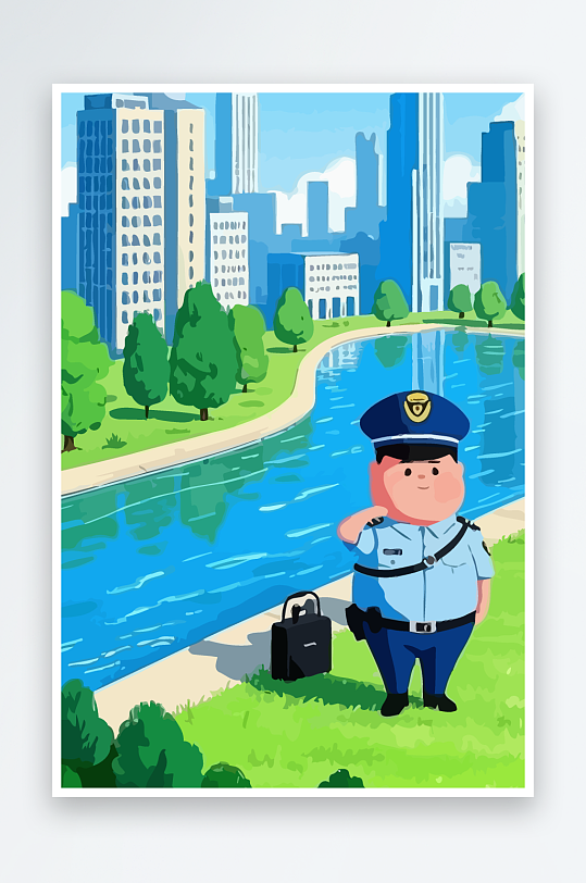 树警察男人矢量插画元素-众图网