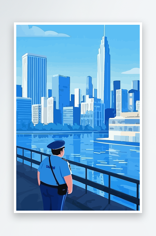 树警察男人矢量插画元素-众图网