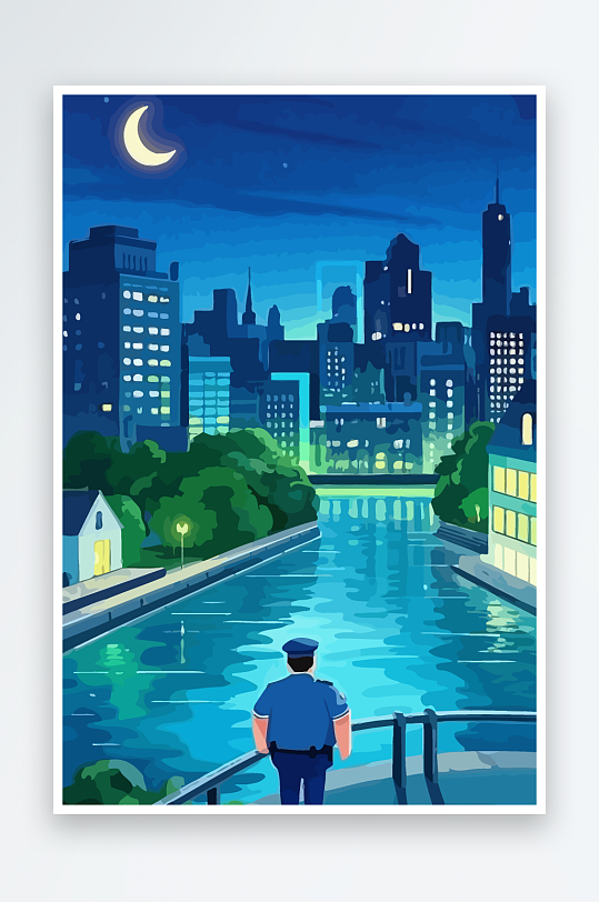 树警察男人矢量插画元素-众图网