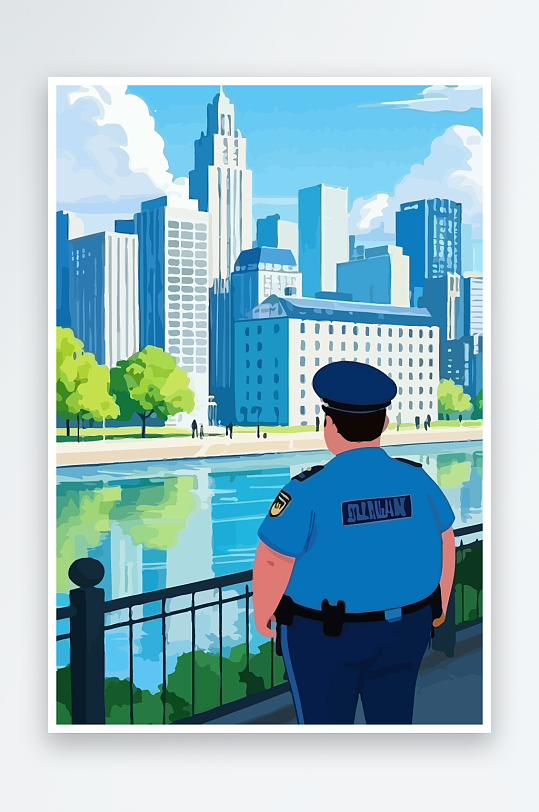 树警察男人矢量插画元素-众图网