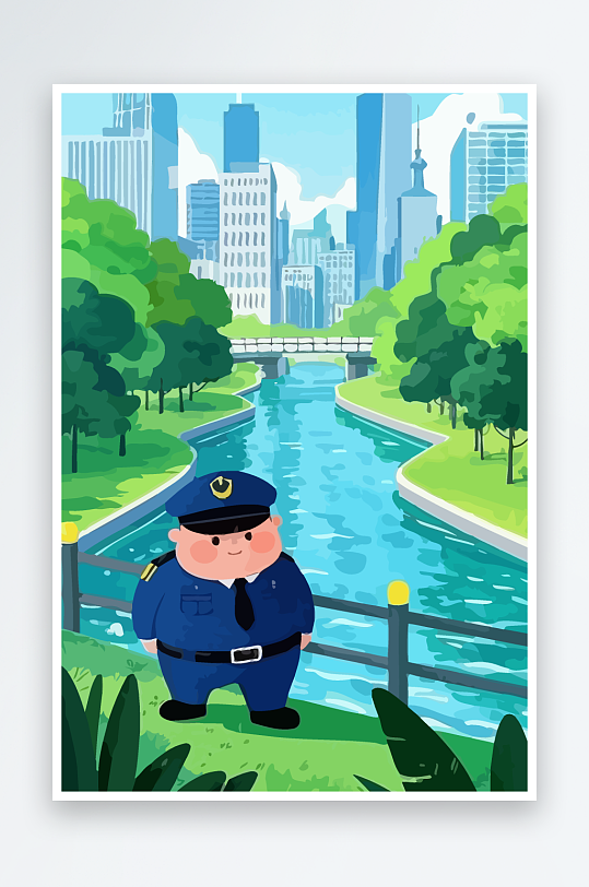 树警察男人矢量插画元素-众图网