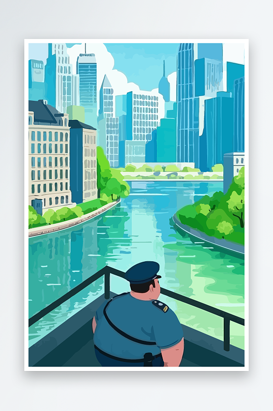 树警察男人矢量插画元素-众图网