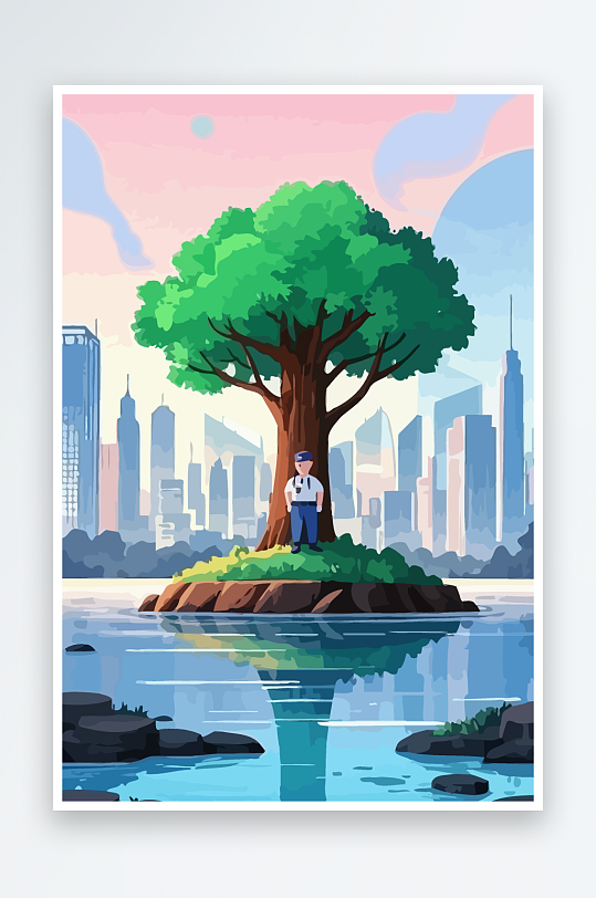 树警察男人矢量插画-众图网