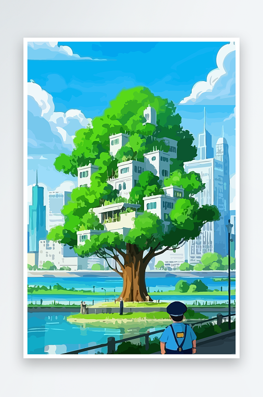 树警察男人矢量插画-众图网