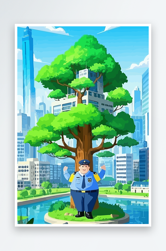 树警察男人矢量插画-众图网