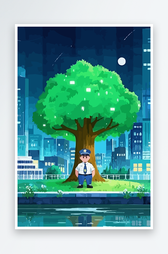 树警察男人矢量插画-众图网