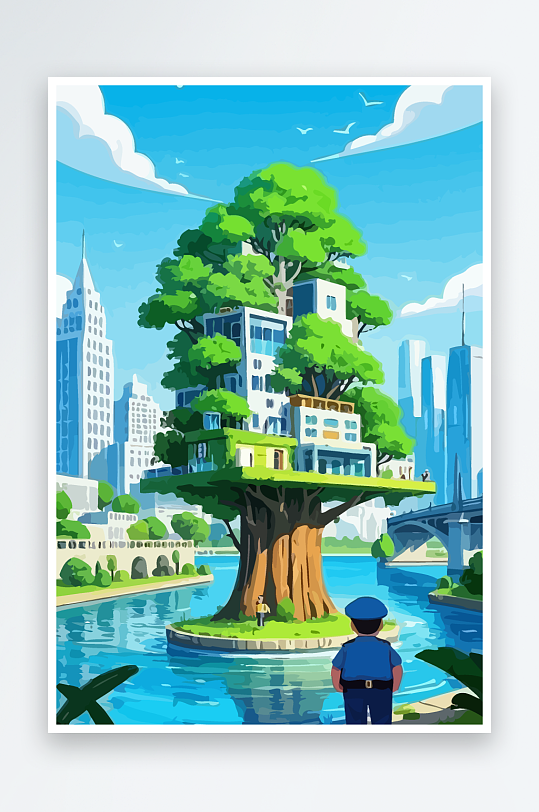 树警察男人矢量插画-众图网