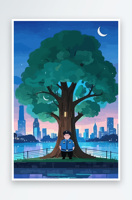 树警察男人矢量插画-众图网