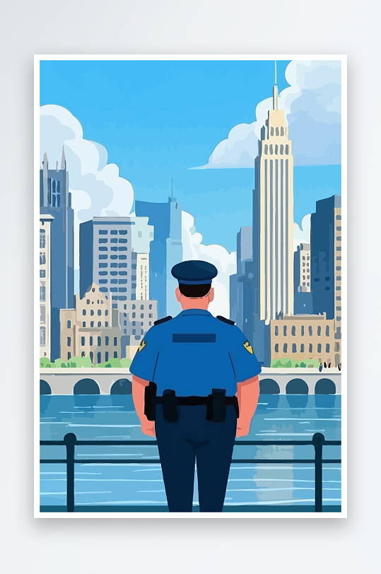 树警察男人矢量插画元素-众图网