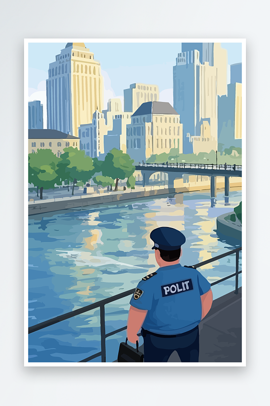 树警察男人矢量插画元素-众图网