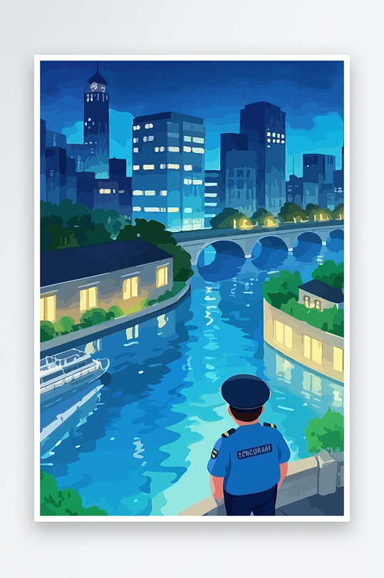 树警察男人矢量插画元素-众图网