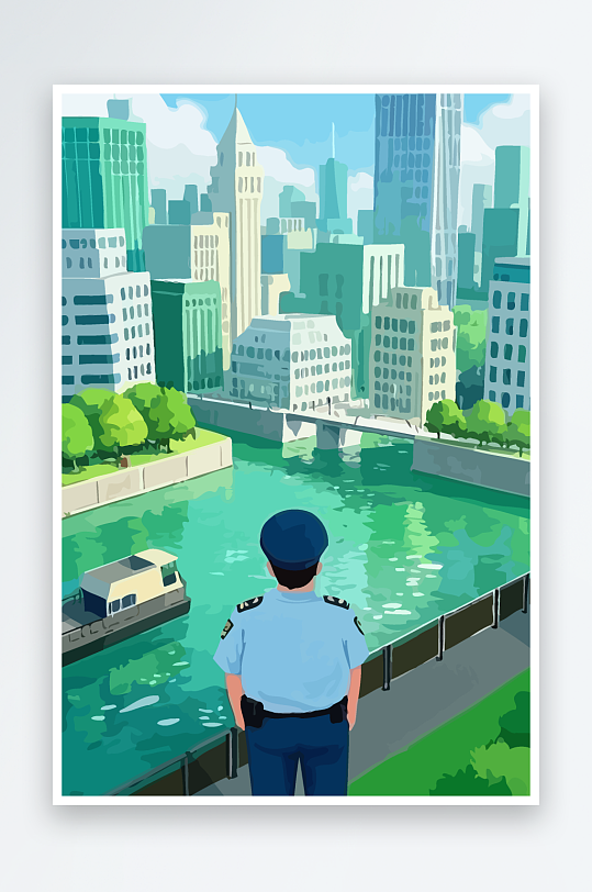 树警察男人矢量插画元素-众图网