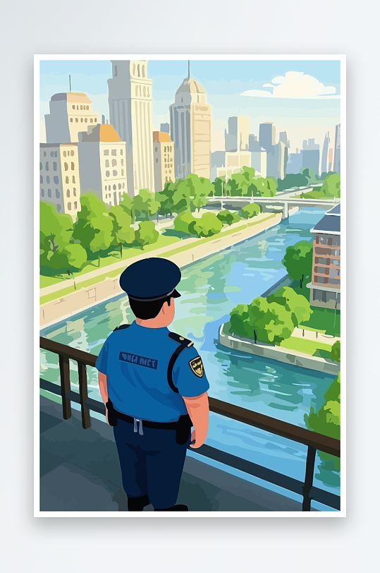 树警察男人矢量插画元素-众图网