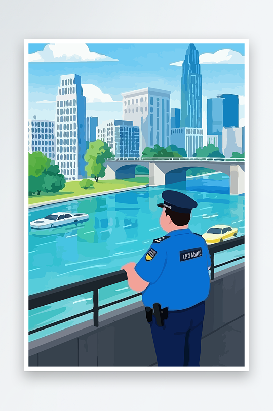 树警察男人矢量插画元素-众图网