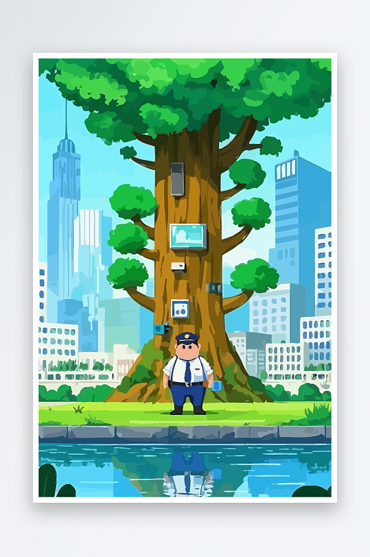 树警察男人矢量插画-众图网