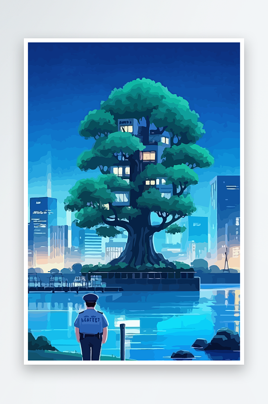 树警察男人矢量插画-众图网