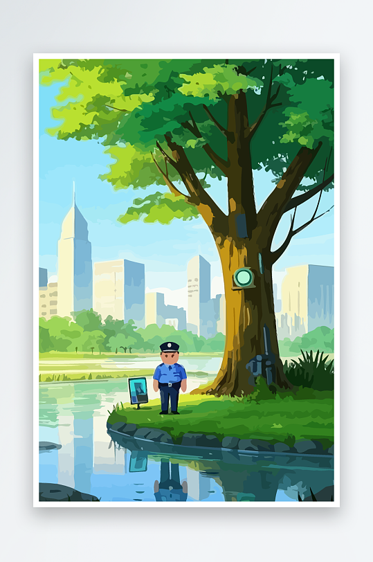 树警察男人矢量插画-众图网