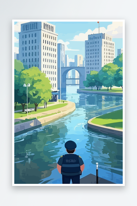 树警察男人矢量插画-众图网