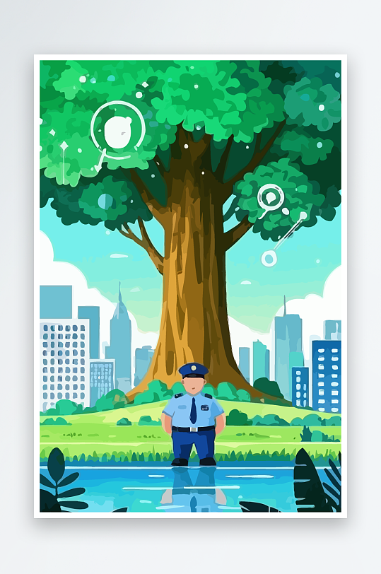 树警察男人矢量插画-众图网
