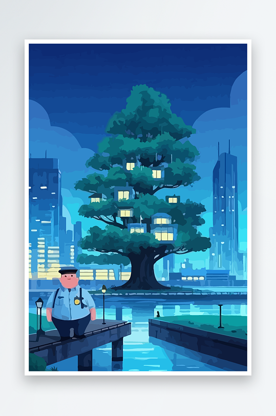 树警察男人矢量插画-众图网