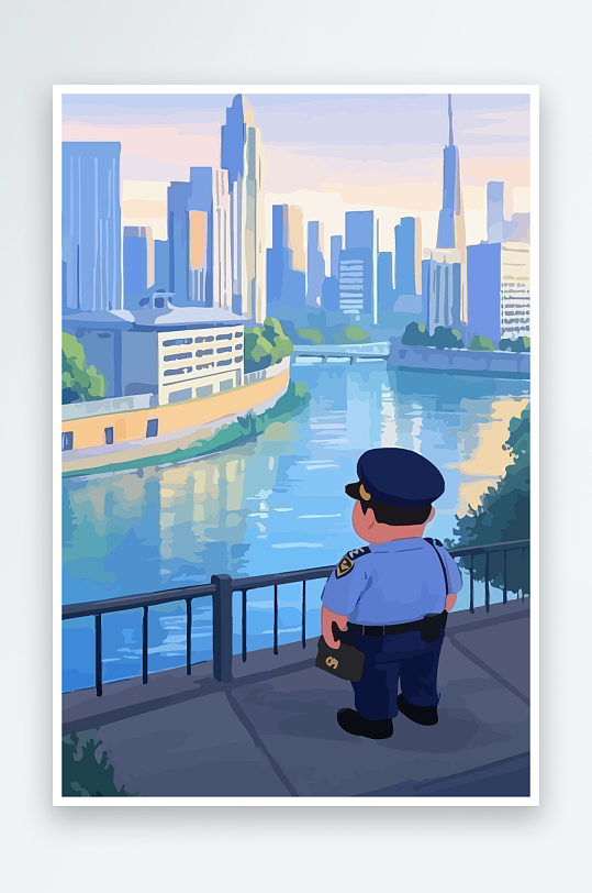树警察男人矢量插画元素-众图网
