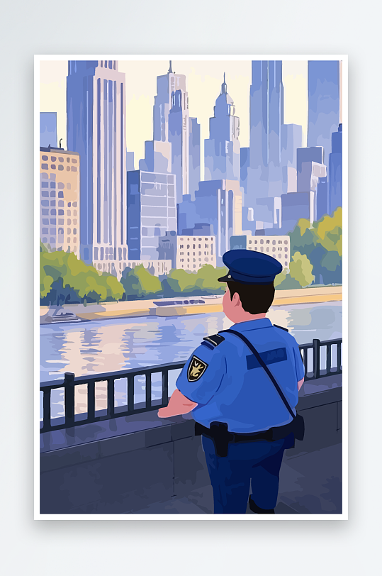 树警察男人矢量插画元素-众图网