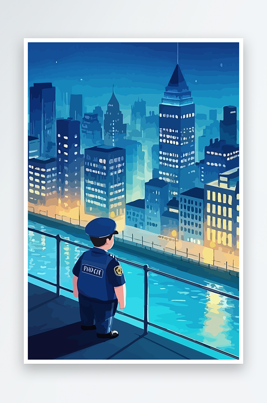 树警察男人矢量插画元素-众图网