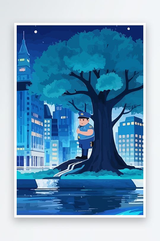 树警察男人矢量插画元素-众图网
