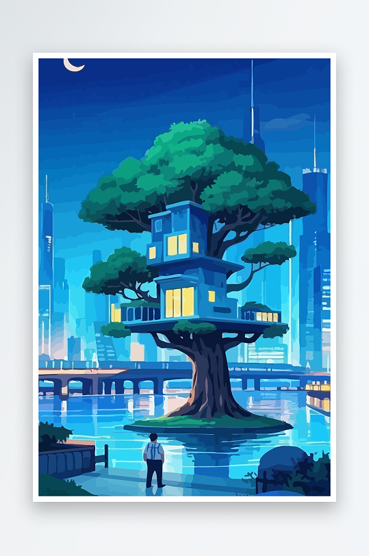 树警察男人矢量插画元素-众图网