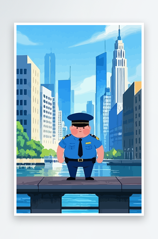 树警察男人矢量插画元素-众图网